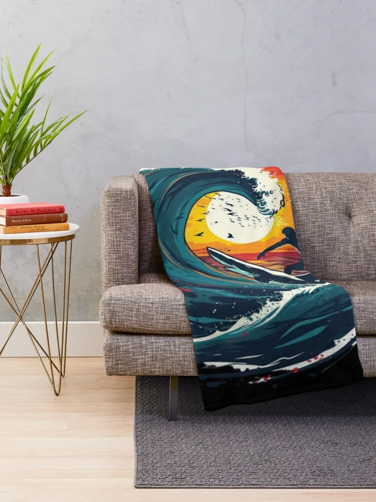 Ride the Waves Surf-Inspired Print-on-Demand Collection Throw Blanket Plaid christmas decoration Fashion Sofas Heavy Blankets