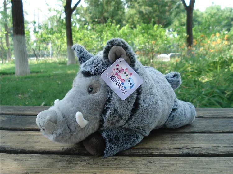 

lovely plush wild boar toy cartoon gray pig kids' doll gift about 30cm