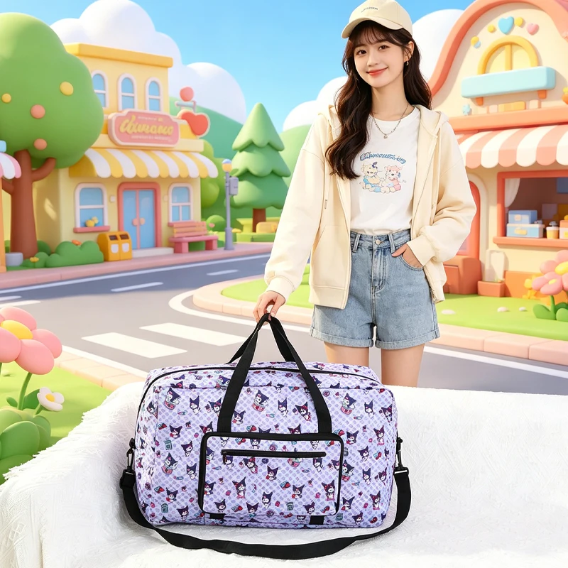 

Cartoon Hello Kittys Travel Bag Cinnamoroll Portable Fold Downhill Bag Bags for Woman Tote Bag Girl Shoulder Bag Large Capacity