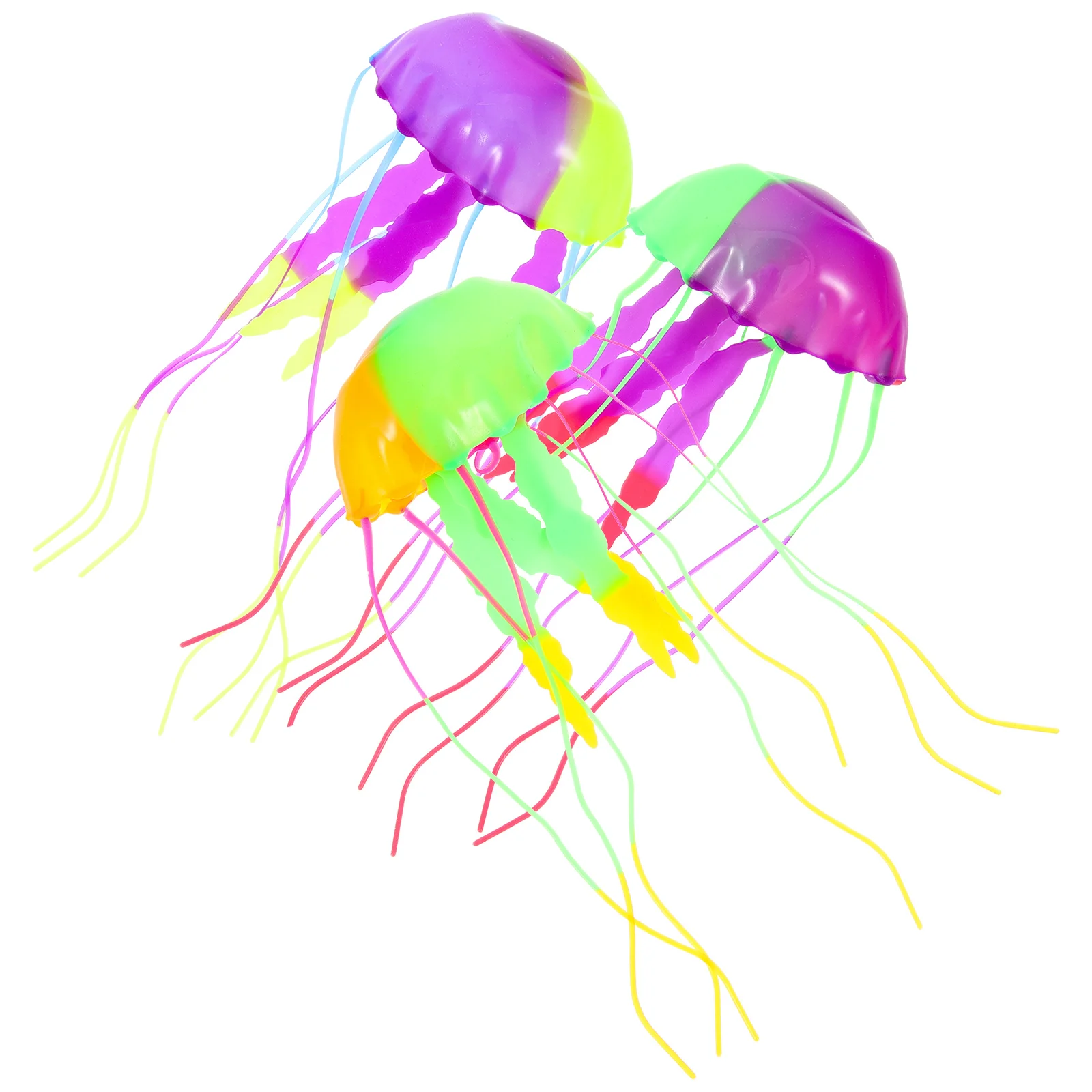 

3pcs Decorations Jellyfish nament Realistic Silica Gel Fake Model for Fish Tank Aquarium DIY Coral L scape nament