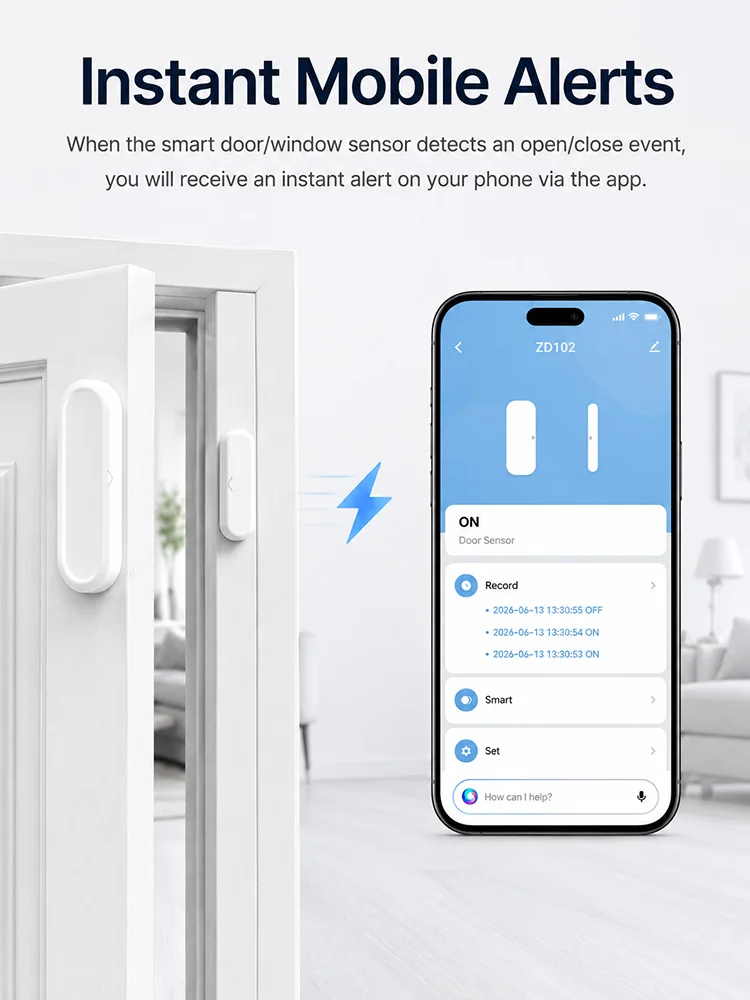 Zigbee 3.0 Tür-Fenster-Sensor, Zigbee-Gateway erforderlich, Smart Home, wasserdicht (optional), kompatibel mit Alexa, ZHA, Zigbee2mqtt