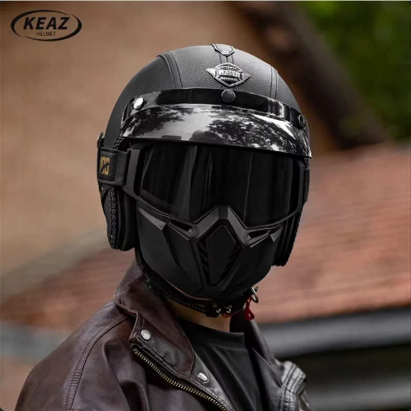 

Keaz DOT ECE Классический шлем с открытым лицом в стиле ретро Предотвращает запотевание Расширенная вентиляция Легкий Безопасный Удобный