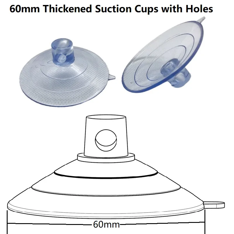 60mm Verdikte Zuignappen met Gaten Sucker met Gaten Geperforeerde Glazen Zuignap voor Keuken Raam Decor Bruiloft Auto 10 STKS