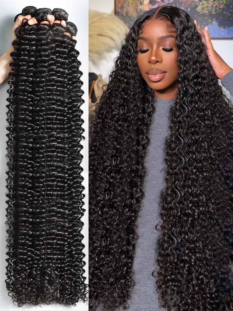 12A Brazilian Deep Wave Bundles Human Hair 100% Unprocessed Curly Weave Human Hair Bundles Natural Color