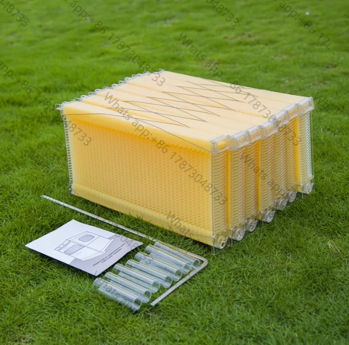 Automatic honey harvesting, flow hive honeycomb, bees in the hive, bee plastic self-flow honeycomb frame