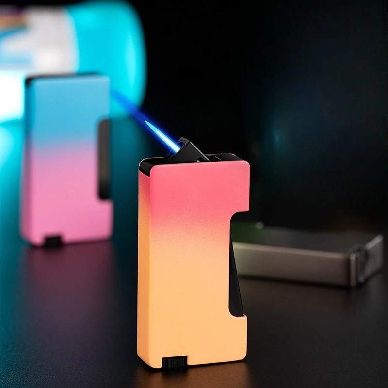 New Inflatable Windproof Metal Lighter with Personalized 45 ° Angled Flame Outlet Durable Smoking Gift Outdoor Ignition Tool