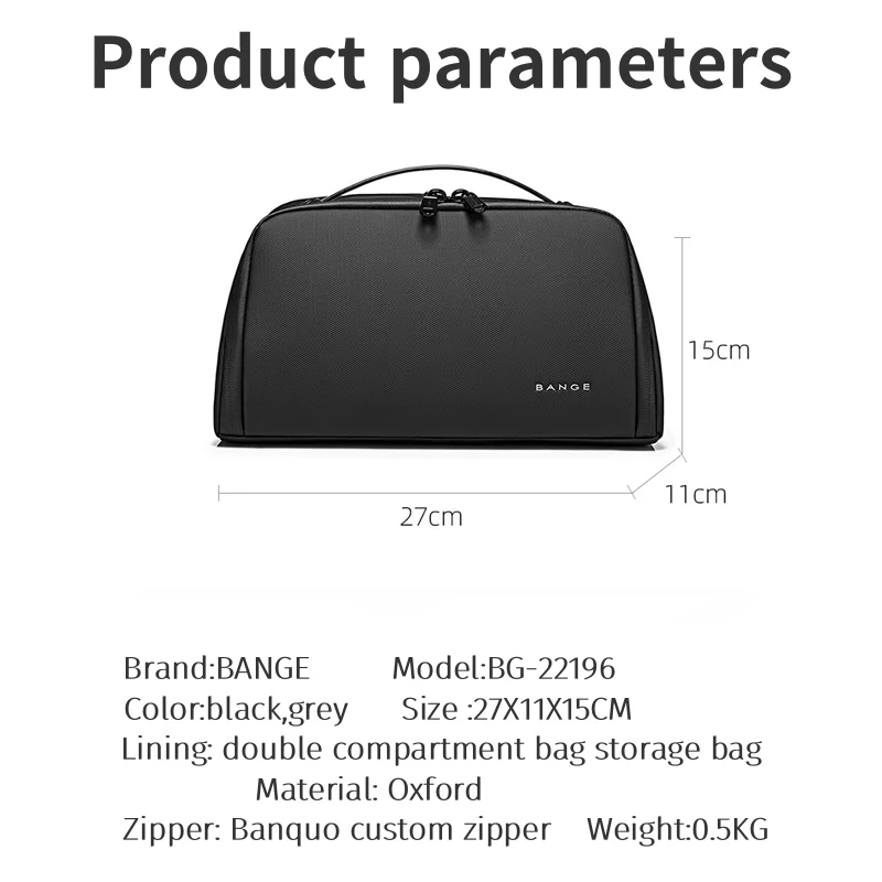 BANGE Hombres bolsa de tocador bolsa de viaje negro mujeres de viajes bolsa de artículos de toccosméticos organizador de almacenamiento de