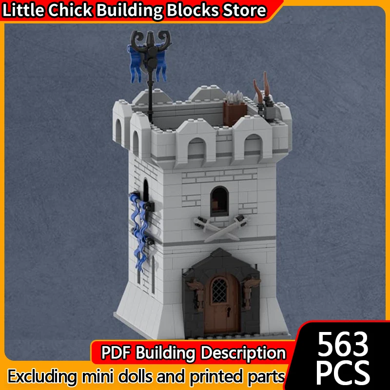 

Средневековый замок, модель MOC, строительные кирпичи, крепость, часовая башня, модульная технология, детские праздничные подарки, сборные игрушки, костюм