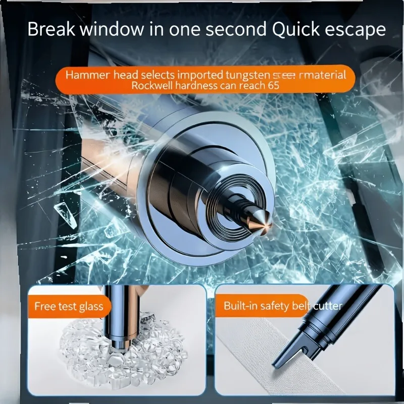 2 in 1 Car Safety Hammer Emergency Escape Tool Tungsten Steel Tip Glass Breaker Seatbelt Cutter Auto Emergency Rescue Kit view 4