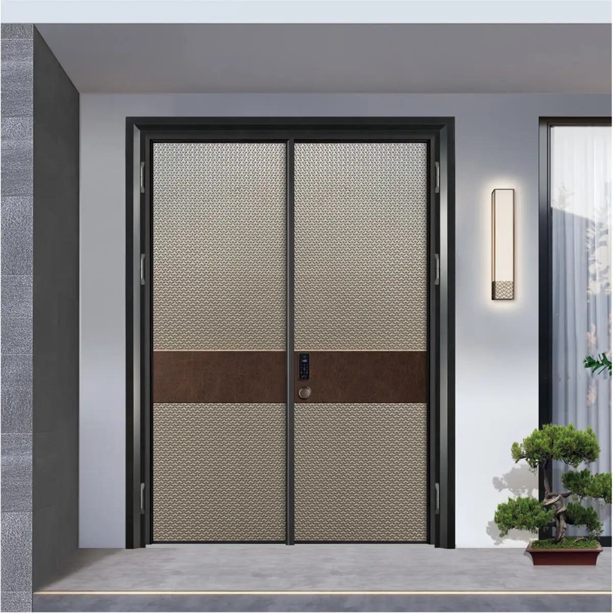Retro Design High Quality Double Door Rainproof and Rustproof Aluminum Alloy Hinged Doors Long Lasting Durable Entrance Doors