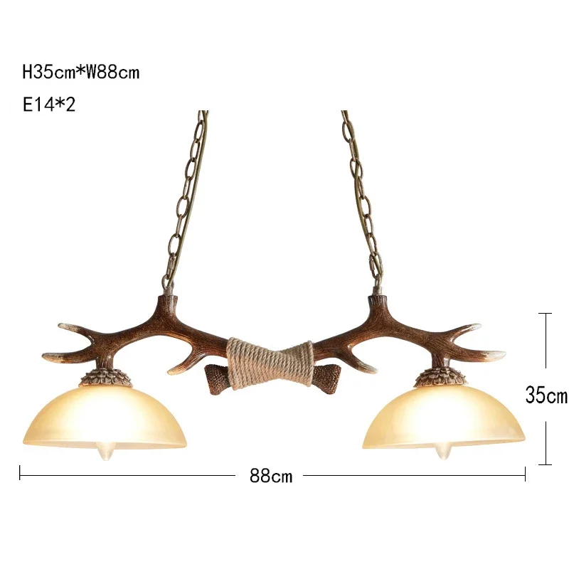 Imagem -03 - Antique Resin Nordic Antler Pendant Light Lustre Led Lâmpada Suspensa para Sala de Estar Sala de Jantar Restaurante Criativo Bar Café