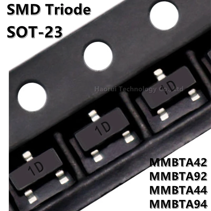 トライオードトライオード、mmbta42、1d、mmbta92、2d、mmbta44、3D、mmbt94、4d、smd、sot-23、npn、pnp、50個