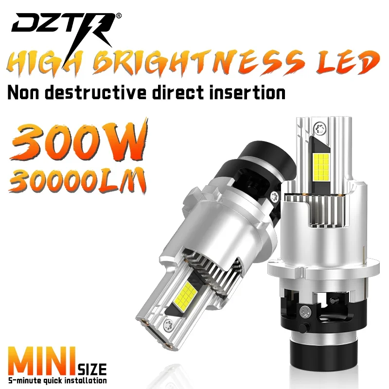 

DZTR D2S D2R D4R D4S D1S Светодиодная фара HID D3S D8S 30000LM 300W CANBUS LED Двусторонний чип CSP 6000K Белый Plug and play 12V