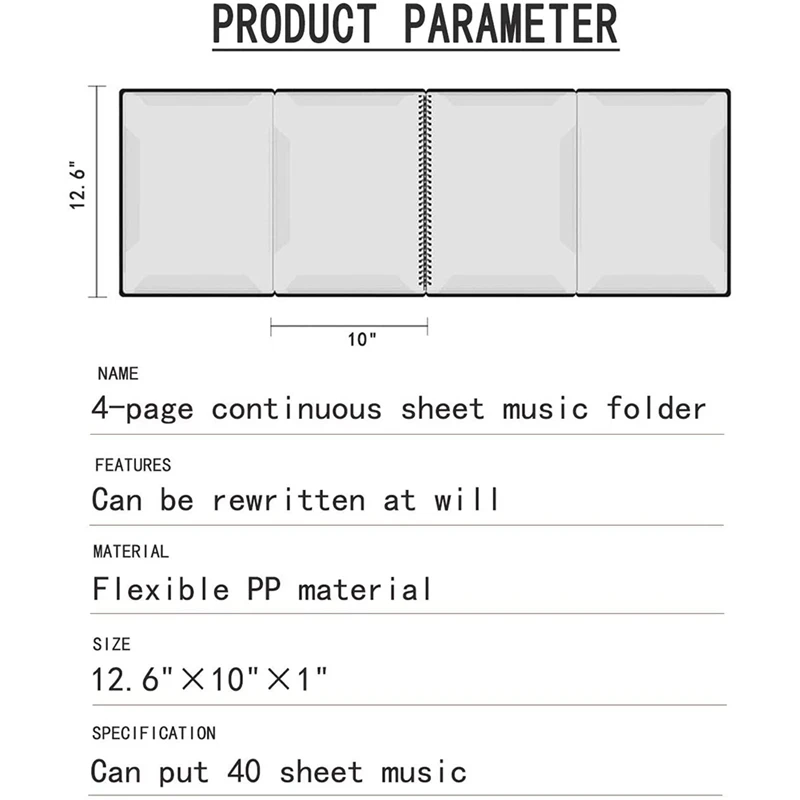 PTNOKA Sheet Music Folders Music Stand Accessories Music Binder 4 Pages Expand Spiral-Bound 40 Pockets