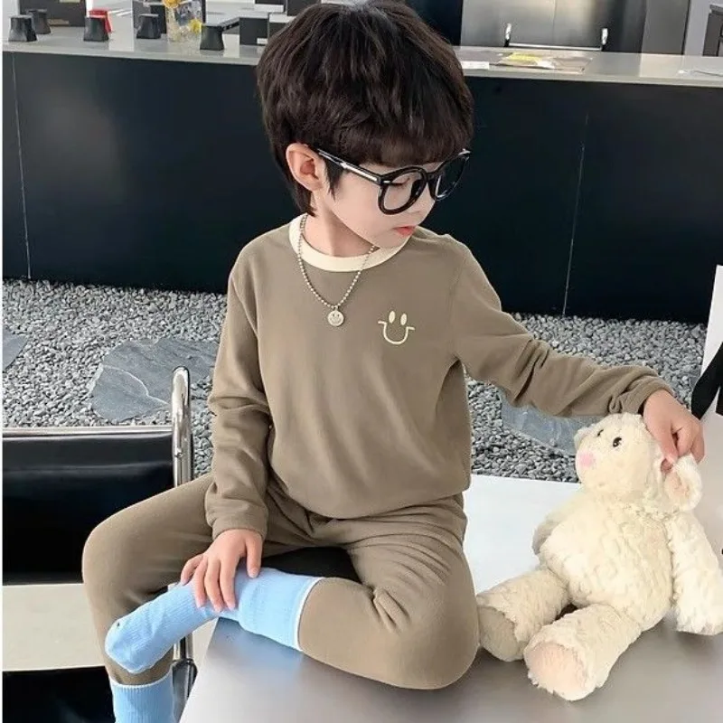 Toddler Boys Cozy Two Piece Pajama Set Soft Fluffy Stretchy Autumn Winter Sleepwear with Color Blocked Design German Velvet