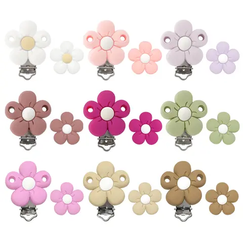 1/3/10pcs Silicone Flower Pacifier Clips Food Grade Teethers For Baby DIY Baby Soother Nursing Pacifier Chain Accessories
