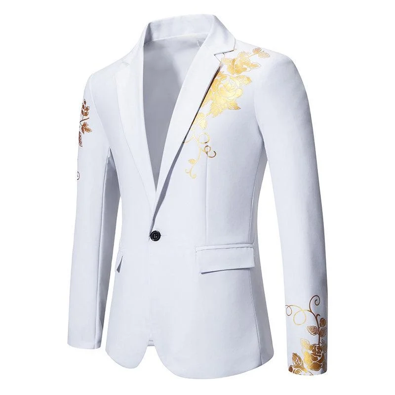 Fashion Printing Mens Casual Suit Slim One-button Suit Tuxedo Business Wedding Mens Blazer Jacket