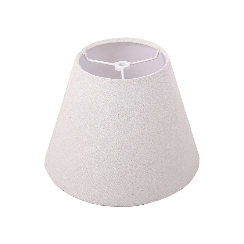 M11K-Lamp Shade Linen Fabric White Lamp Shade Small 5 Inch Top Diameter X 9 Inch Bottom Diameter X 7 Inch Tall (White With Gold