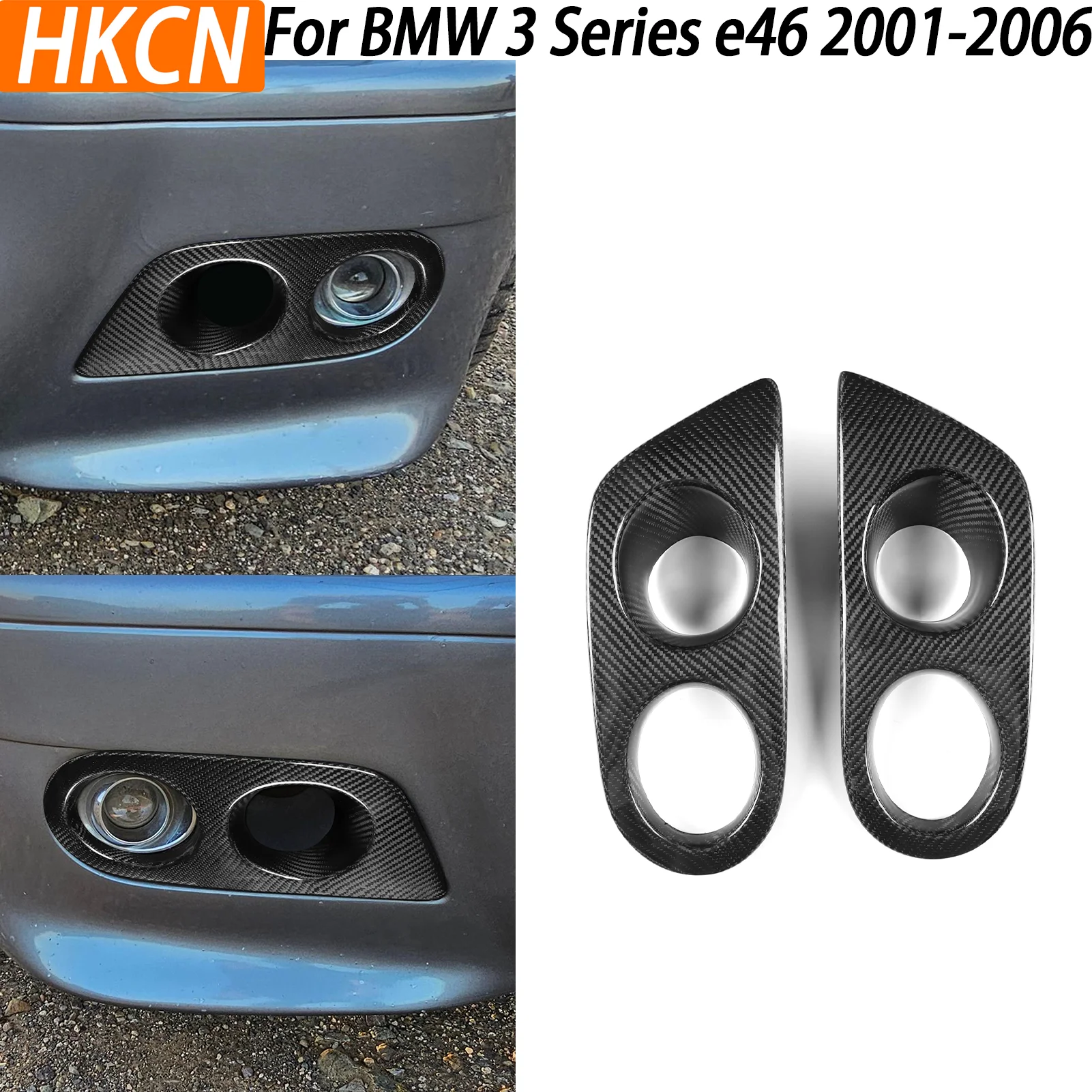 Front Bumper Foglight Cover Dual Holes Car Accessory Fit For BMW 3 Series M3 E46 2001-2006 Bumper Foglight Guard Car Accessories
