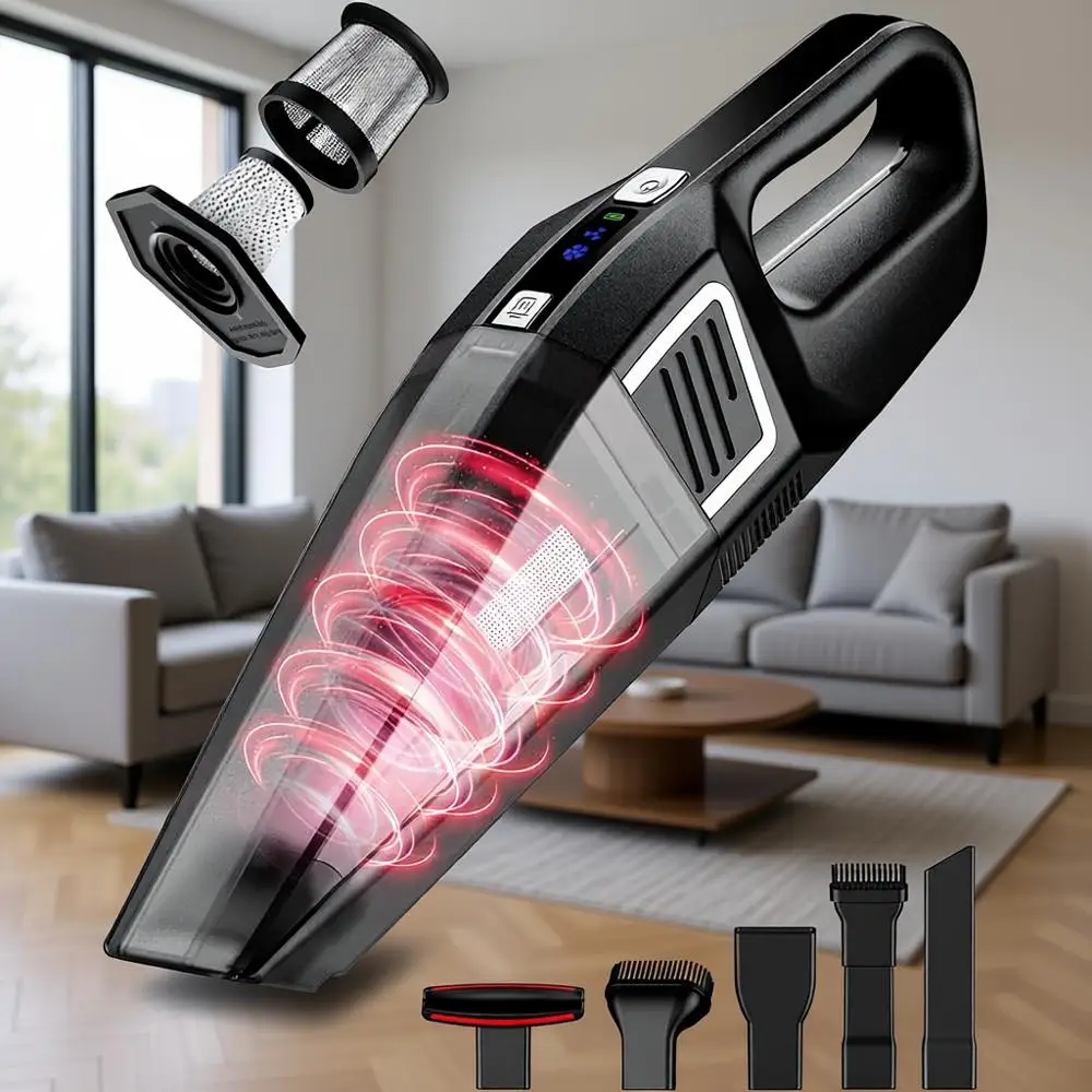 Handheld Vacuum, 9000PA Suction, 2 Suction Modes, Type-C Charging, Lightweight, Portable Car & Home Pet Office Cleaner