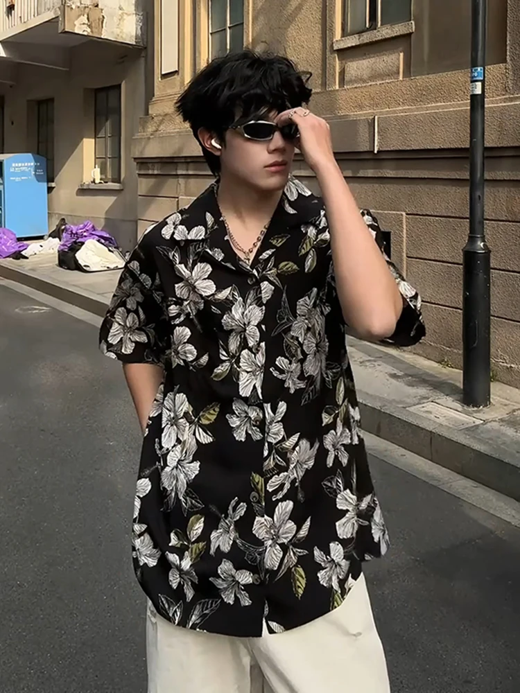 

Мужская летняя рубашка из черного шелка с кубинским воротником, тонкая, из ледяного шелка, для пляжа, с коротким рукавом, свободного кроя, молодежная, модная, дышащая, прохладная