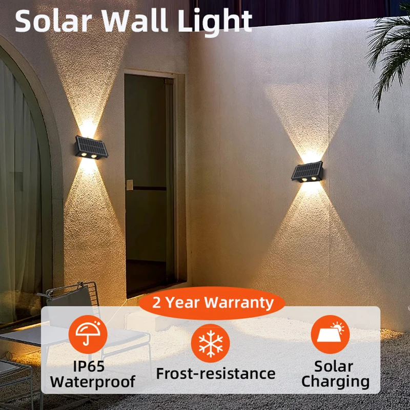 Solar Wall Lamp Outdoor solar led light IP65 Waterproof Street light Up And Down Luminous Lighting for Balcony Garden Decoration