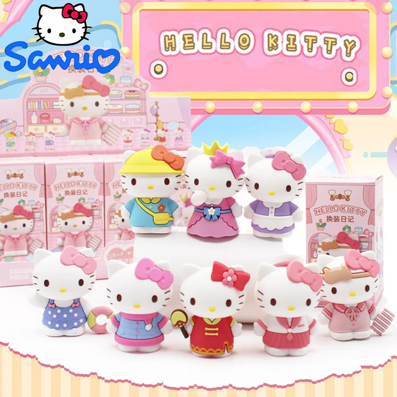 Sanrio Hello Kitty Blind Box Specified Design  Princess Dress Up Diary Series Anime Action Figure Toy Dressing Birthday Gift Toy