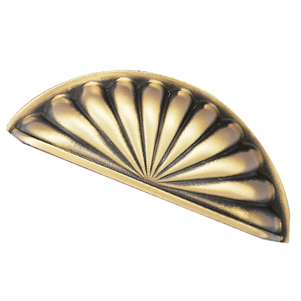 

Brass Shell Cabinet Door Handles 76mm Hole Spacing Durable Metal Pulls for Furniture Wardrobe Drawers Knobs Easy Install Long