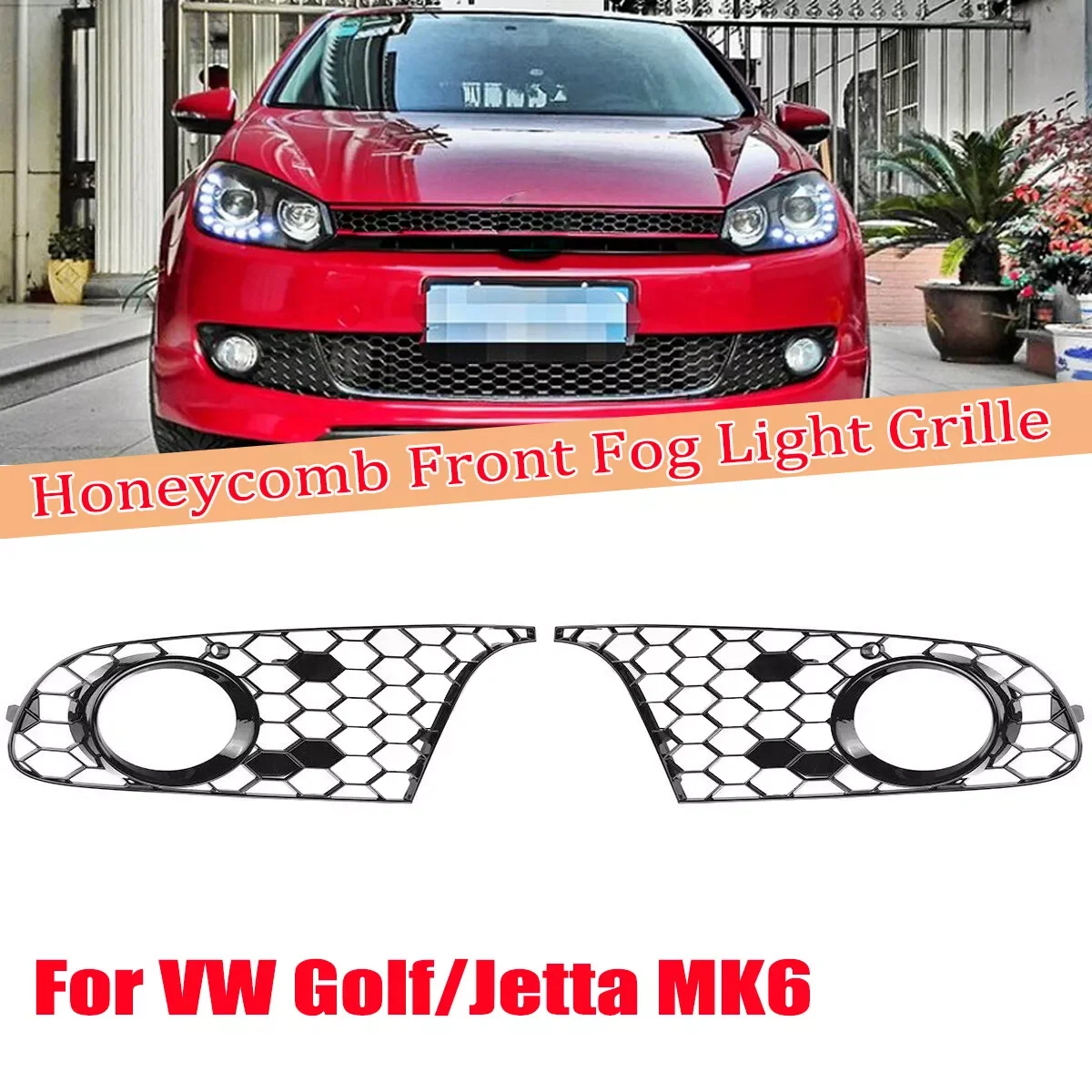 

Автомобильный сотовый передний бампер, противотуманная фара, объемная решетка для VW Golf MK6 Variant Cabriolet 2009-2013 5K 0853665 5К 0853666
