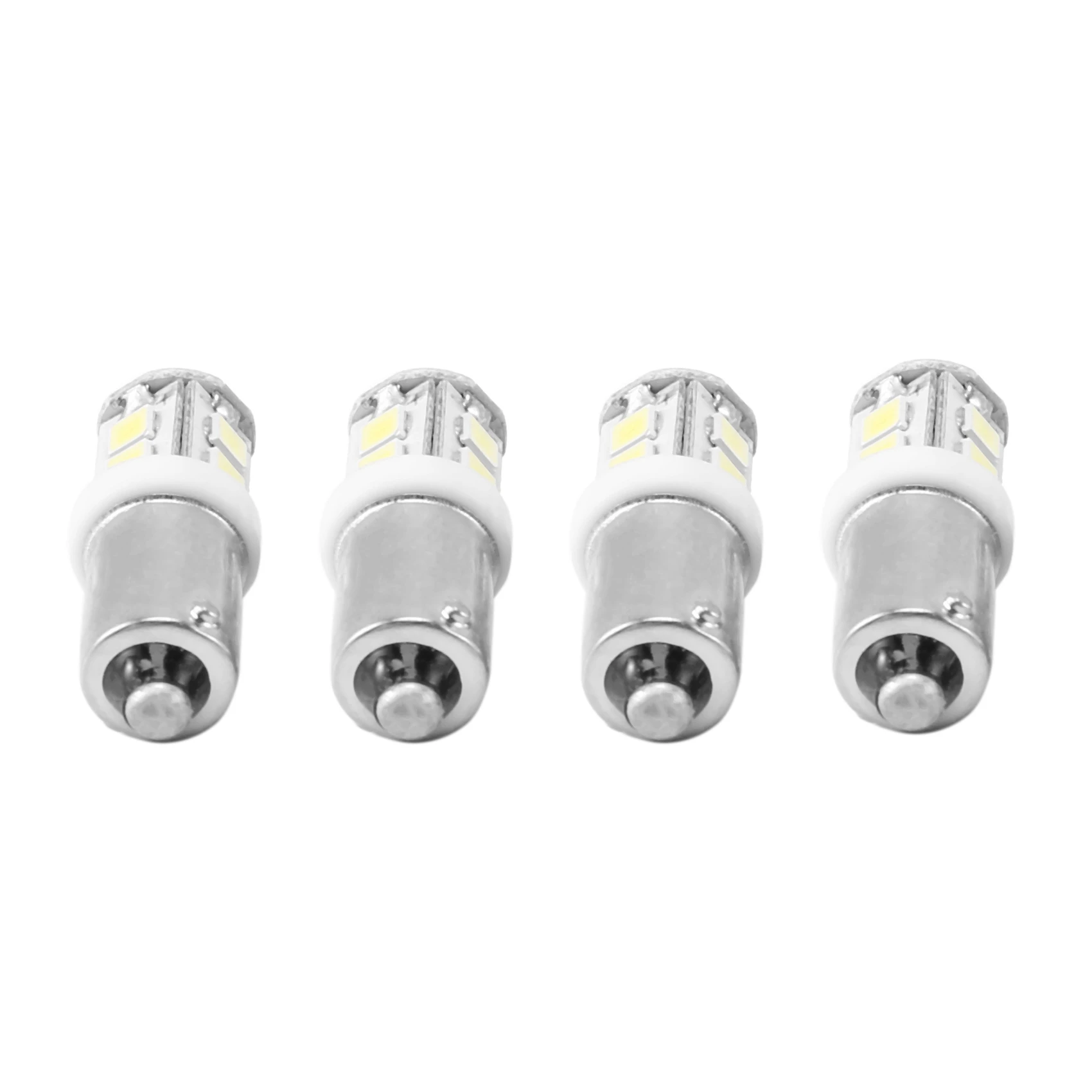 4x T11 BA9S T4W 233 BAYONET 10 SMD LED รถ Wedge ภายในหลอดไฟด้านข้างสีขาว