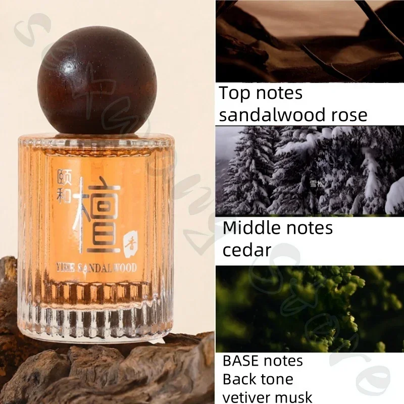 50ml ebony, sandalwood and ebony perfume for women, fresh, natural and long-lasting fragrance, niche woody scent covering