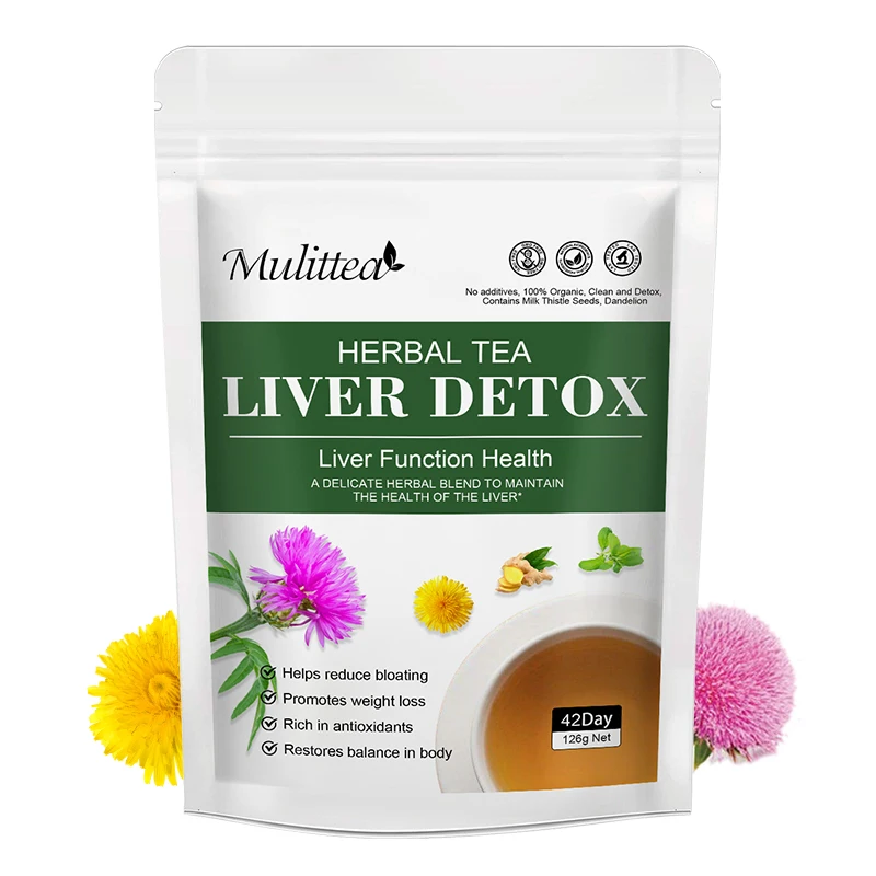 Mulittea Liver Detox Tea with Dandelion Root ,milk Thistle&Turmeric for Liver and Colon Cleanse Promote Metabolism