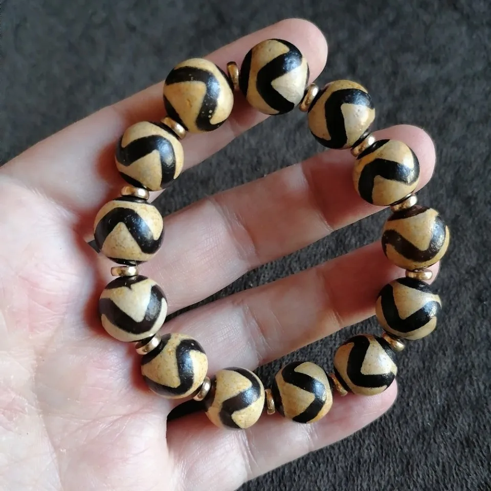 

Натуральный тибетский агат, браслеты из бисера Дзи для мужчин и женщин, натуральный буддизм, состаренный старый агат, зубы тигра, браслет из бусин Дзи, браслеты