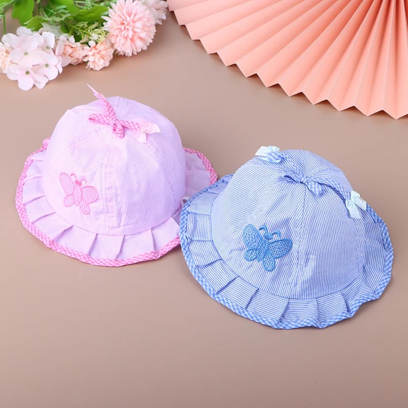 1PC Baby Hat Girl Summer Bucket Fisherman Hat for 3 to 12 Months Infant Girls Toddler Sun Hats Summer Flower Bow-knot Style