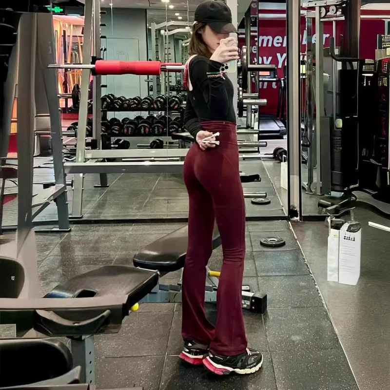 Women Flared Yoga Pants High Waist Stretch Slim Fit Bootcut Leggings Butt Lifting Workout Trousers Sexy Athletic Fitness Wear