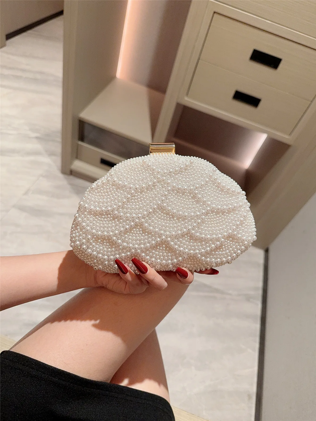 

Elegant Pearl Dinner Bag with Dress Evening Bag Formal Party Bag Prom Bag Clutch Bag Chain Bag