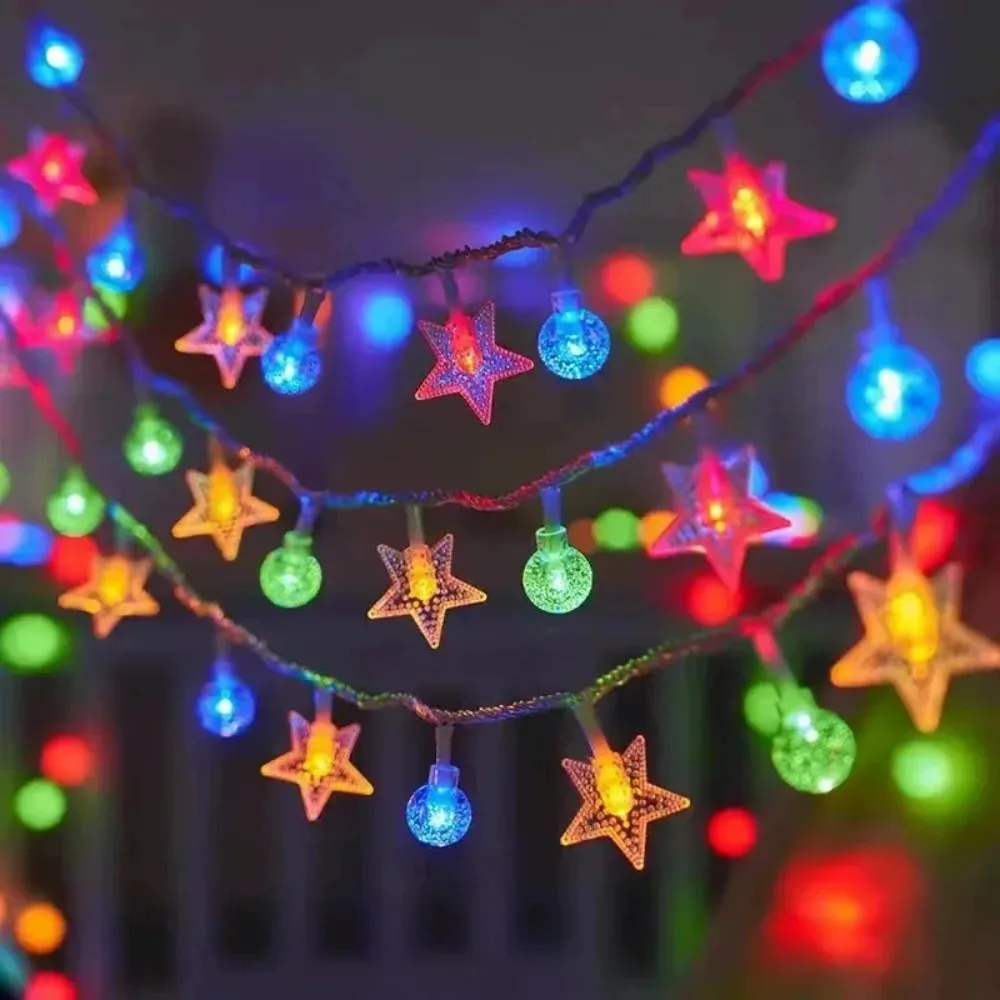 LED Solar String Lights Outdoor Fairy Lights, Star Ball Globe Warm White Multicolor for Garden Camping Tent Balcony Party