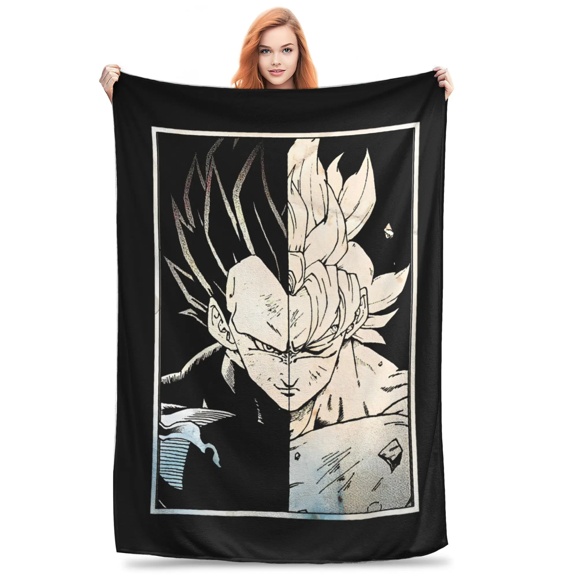 Two Rivals Goku and Vegeta Dragon Ball Z Blanket Cover  Flannel Throw Blankets Airplane Portable Ultra-Soft Warm Bedspreads