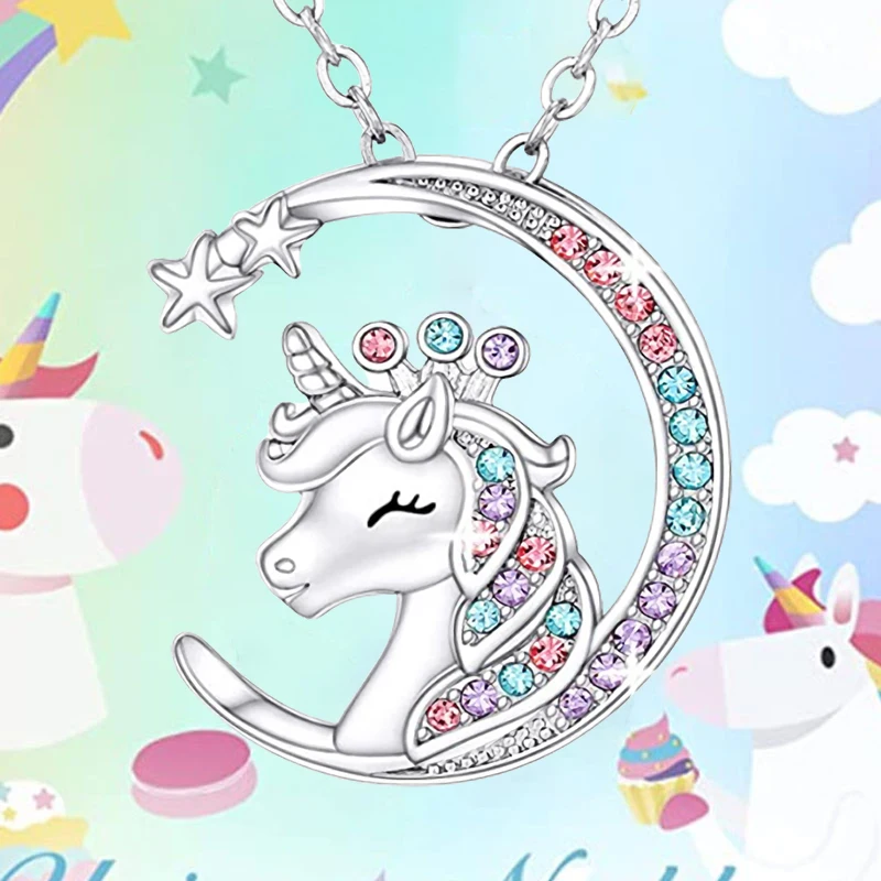 Jewelry for Women Crystal Birthstone Unicorn Necklace for Girls Unicorn Jewelry for Teens Girls Daughter Birthday Party Gift