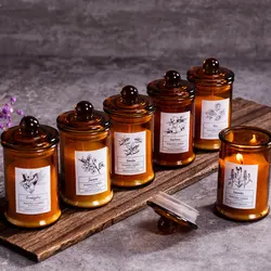 Vintage Glass Jar Scented Candle Essential Oils Soy Wax Candle Aromatherapy Room Home Decoration Birthday Xmas Gift Photo Props