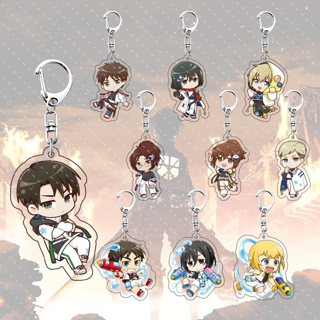 Аниме-«Атака-Титанов»-6-см-акриловый-брелок-q-версия-серия-астронавтов-водяной-пистолет-серия-для-ключей-ключей-от-машины-сумка-для-ключей-рюкзак-подарок