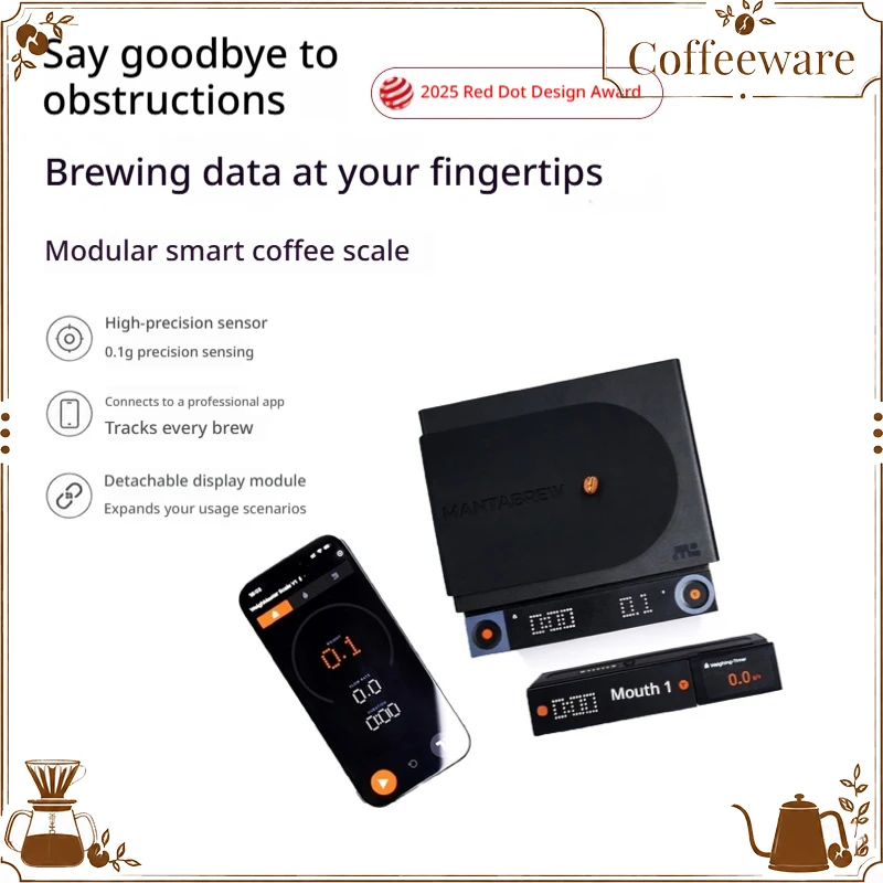 MANTABREW WeighMaster2.0 Smart Coffee Scale 0.1g High Precision Separate Display For Hand Pour Espresso Coffee Corner
