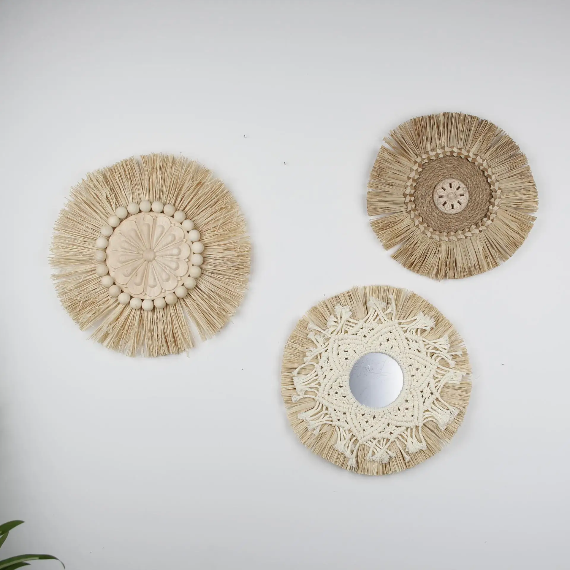 Handmade woven walls decoration Nordic styles homestay wall decoration Grass woven simple style wall hanging