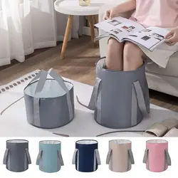 Large Foot Bath Basin Portable Collapsible Blue Foot Bath Tub Bag Waterproof with Handles Foot Soaking Bucket Indoor