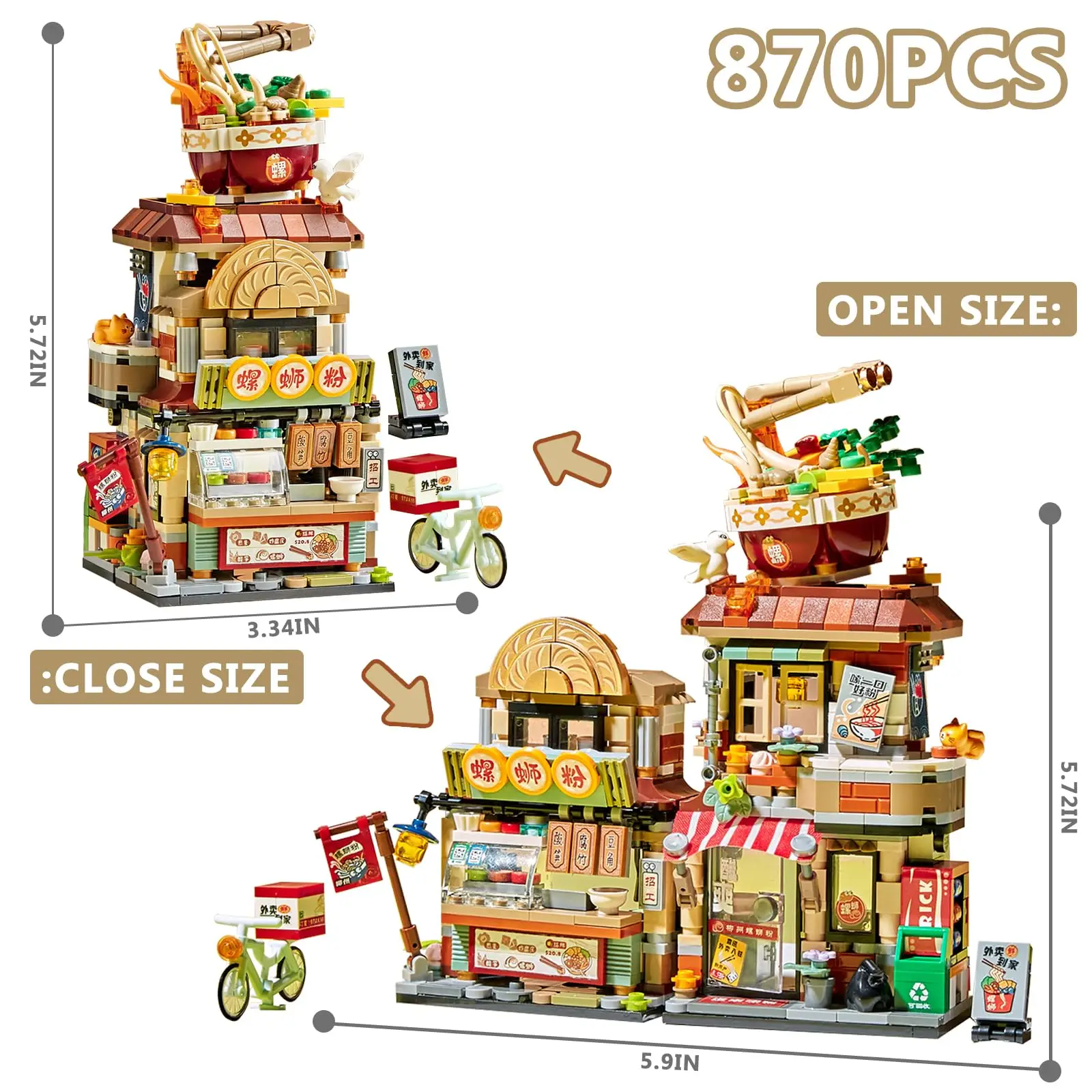 870 Stücke Mini Bausteine Sets für Mädchen Moc Kreative Nudel Shop Gebäude Spielzeug Kits Mini Blöcke Street View Modell Ideale geschenke