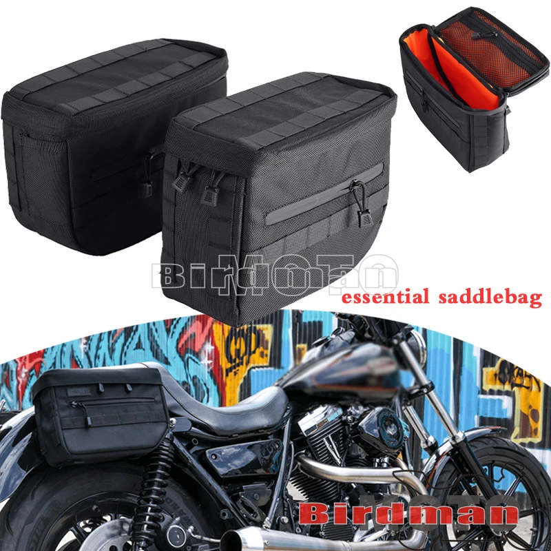 Motorcycle Saddle Storage Bags 1680 Denier Ballistic Nylon Side Tool Luggage Saddlebags For Harley Dyna Softail Sportster XL