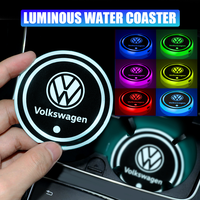 2PCS Car Glowing Water Coaster Anti Slip Mat Water Cup Pad for Volkswagen VW Polo Scirocco Beetle CC Touran T-ROC Golf Passat R