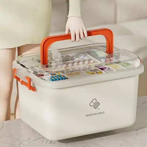 Storage Multi-layer Medicine Box Large Capacity Medicine Box Portable Home First Aid Medical Kit Family Emergency Medicine Box with Multi-layer Drug Storage Case