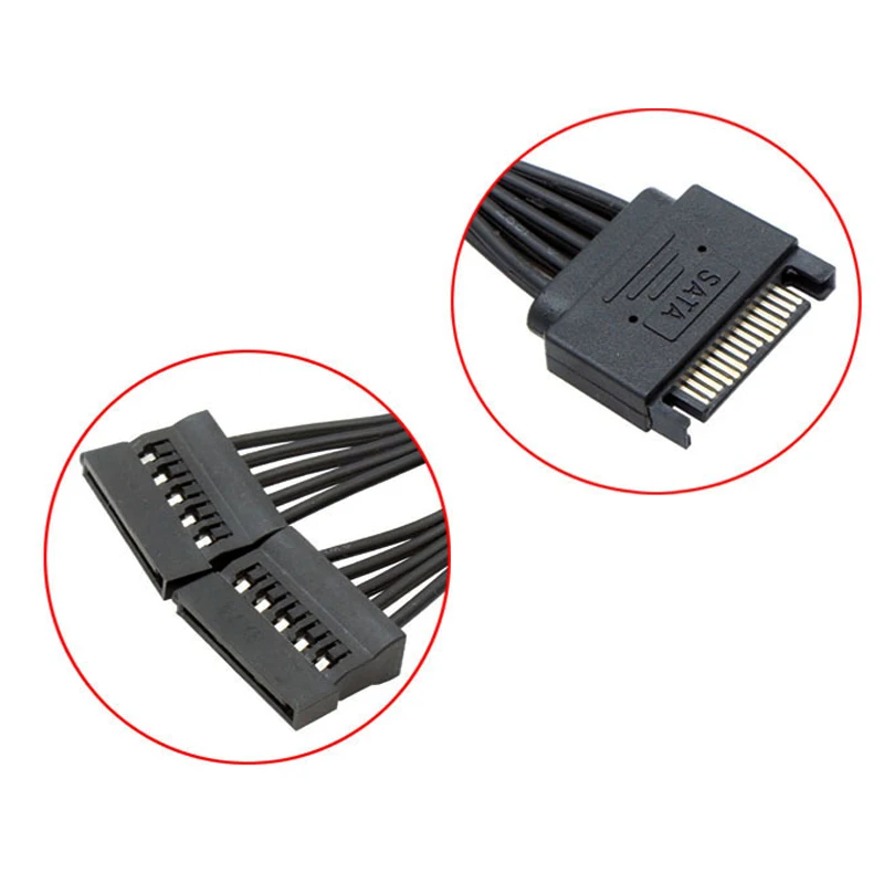 1PCS 20/30CM SATA 15Pin Male to Female Power Extension Cable HDD SSD Power Supply Cable SATA Power Cable for PC 1 to 2 image 2