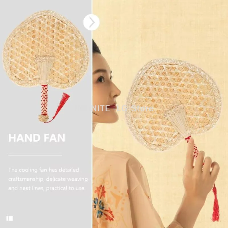 Fashion Hand Woven Wheat Straw Fan Exquisite Rustic Chinese Portable Vintage Handheld Fan For Summer CoolingINFINITE -LG